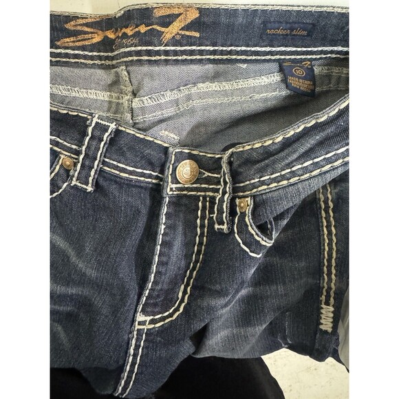Seven 7 Jeans Womens 10 Blue Racker Slim Pockets Sticthing Flared - Picture 3 of 12